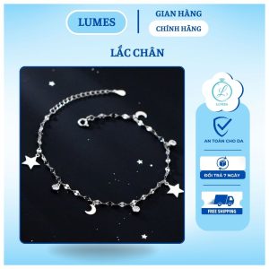 Lắc chân bạc đính đá CZ hình trăng sao Lumes - LC04