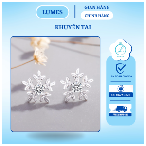 Khuyên tai bạc hoa tuyết Lumes - KT03