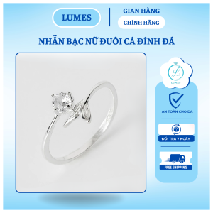 Nhẫn bạc nữ đuôi cá đính đá Lumes