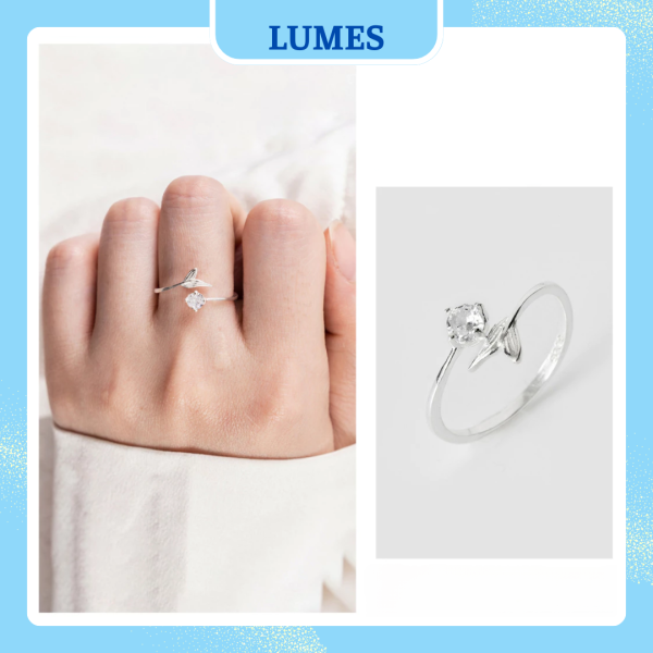 Nhẫn bạc nữ đuôi cá đính đá Lumes