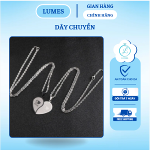 DÂY CHUYỀN BẠC ĐÔI NAM NỮ HÌNH TRÁI TIM GHÉP – LUMES – DC02