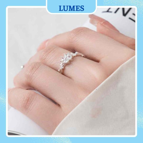 Nhẫn bạc nữ cỏ 4 lá đính đá may mắn Lumes - NB04
